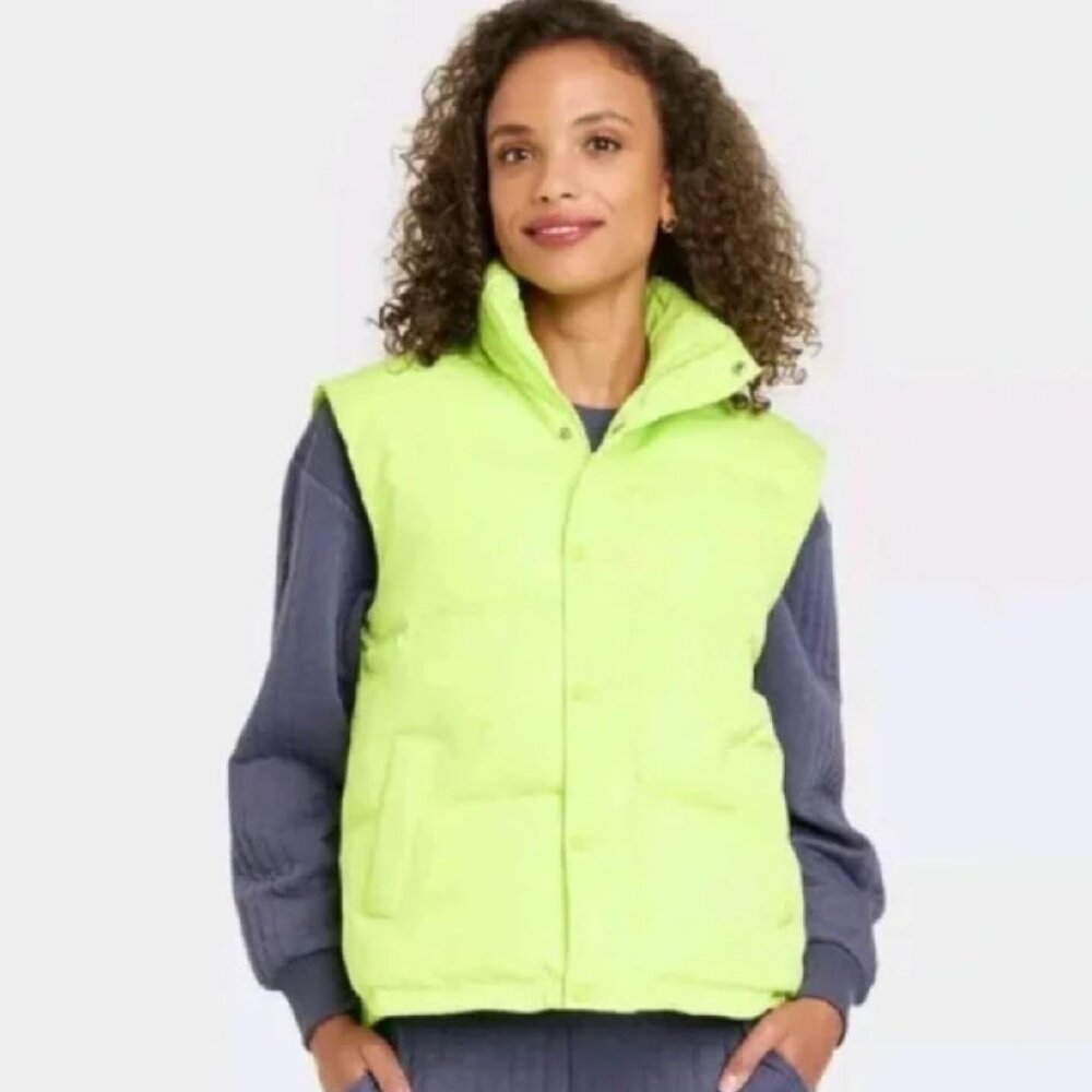 A New Day- Neon Green Puffer Vest (Size Medium)